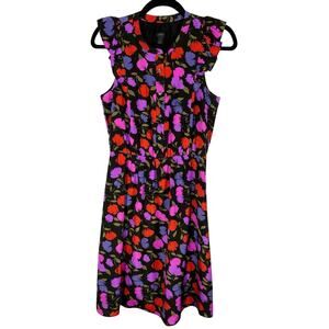 NWOT, J.Crew, Size 2, Black & Pink 100% Silk Dress, Bright, Boho, Colorful